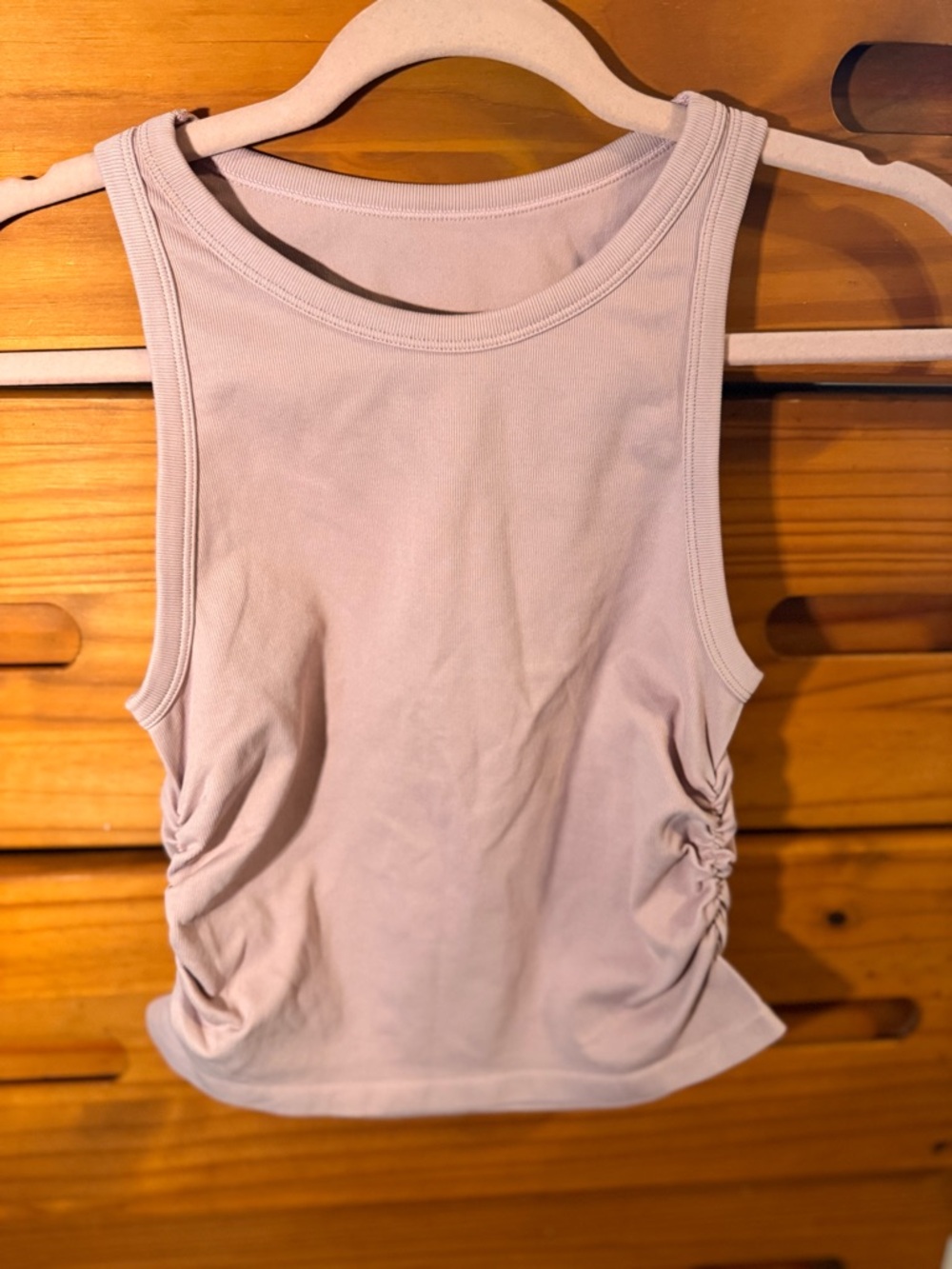 OQQ Sleeveless Ruched Tank Top — Light Mauve